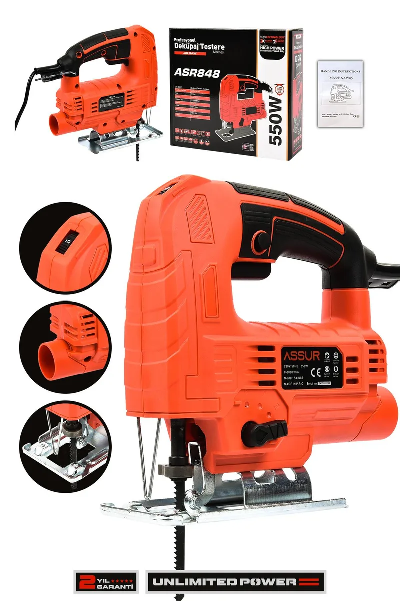 Assur Profesyonel 550W Devir Ayarlı Dekupaj Testere Makinesi - Görsel 8