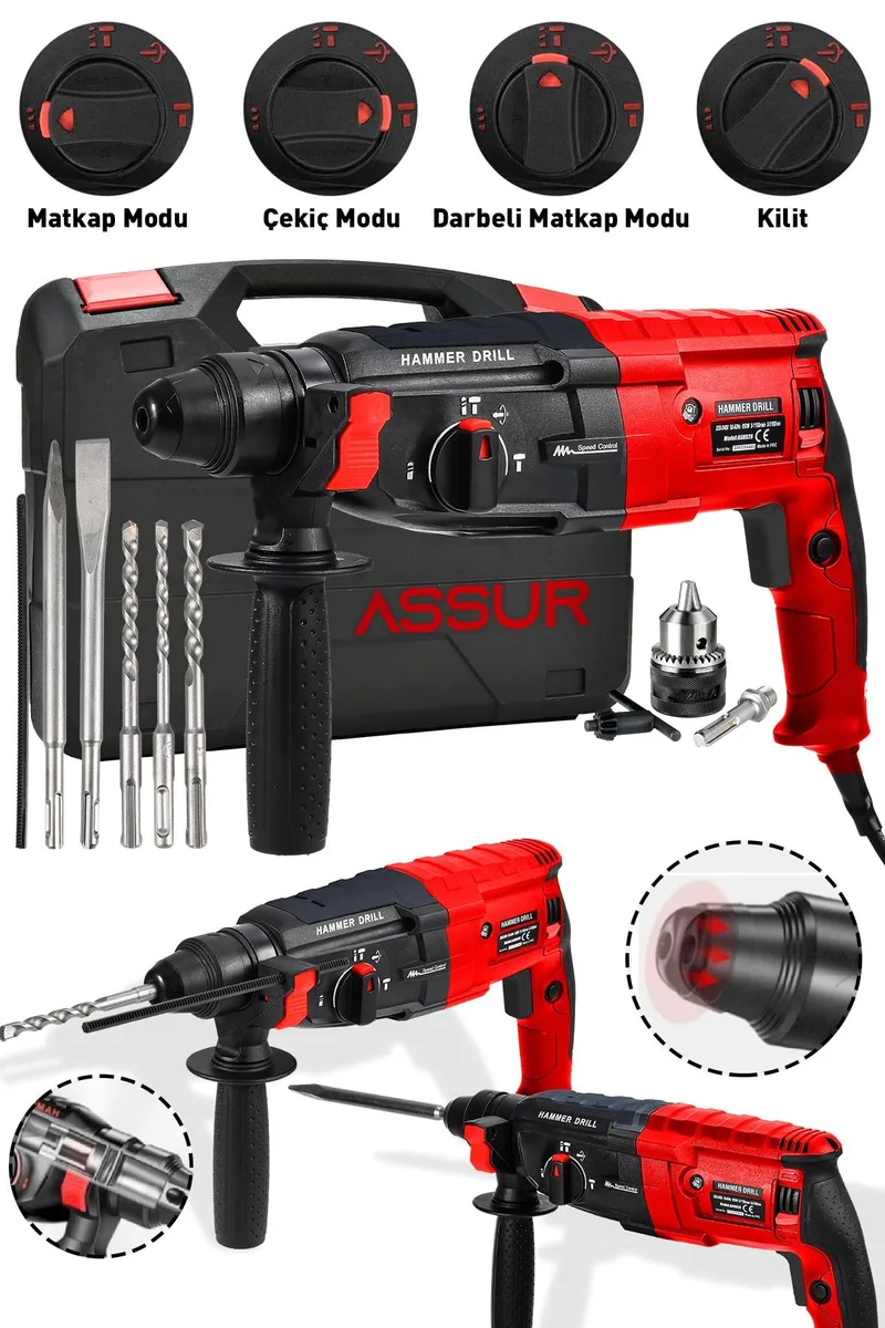 Assur Profesyonel Metal Şanzıman Kırıcı Delici Hilti Darbeli Matkap 2-28mm - Görsel 5