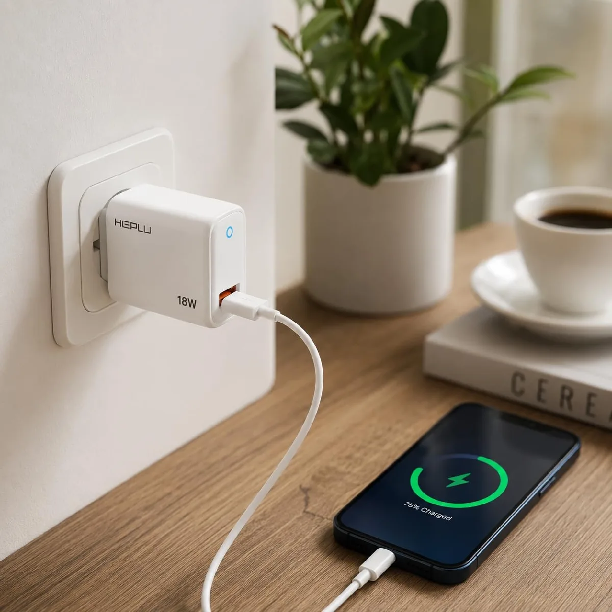 HEPU HP-618 18W 3A Hızlı Şarj Adaptörü – Qualcomm Quick Charge + Type-C Kablo Dahil - Görsel 4