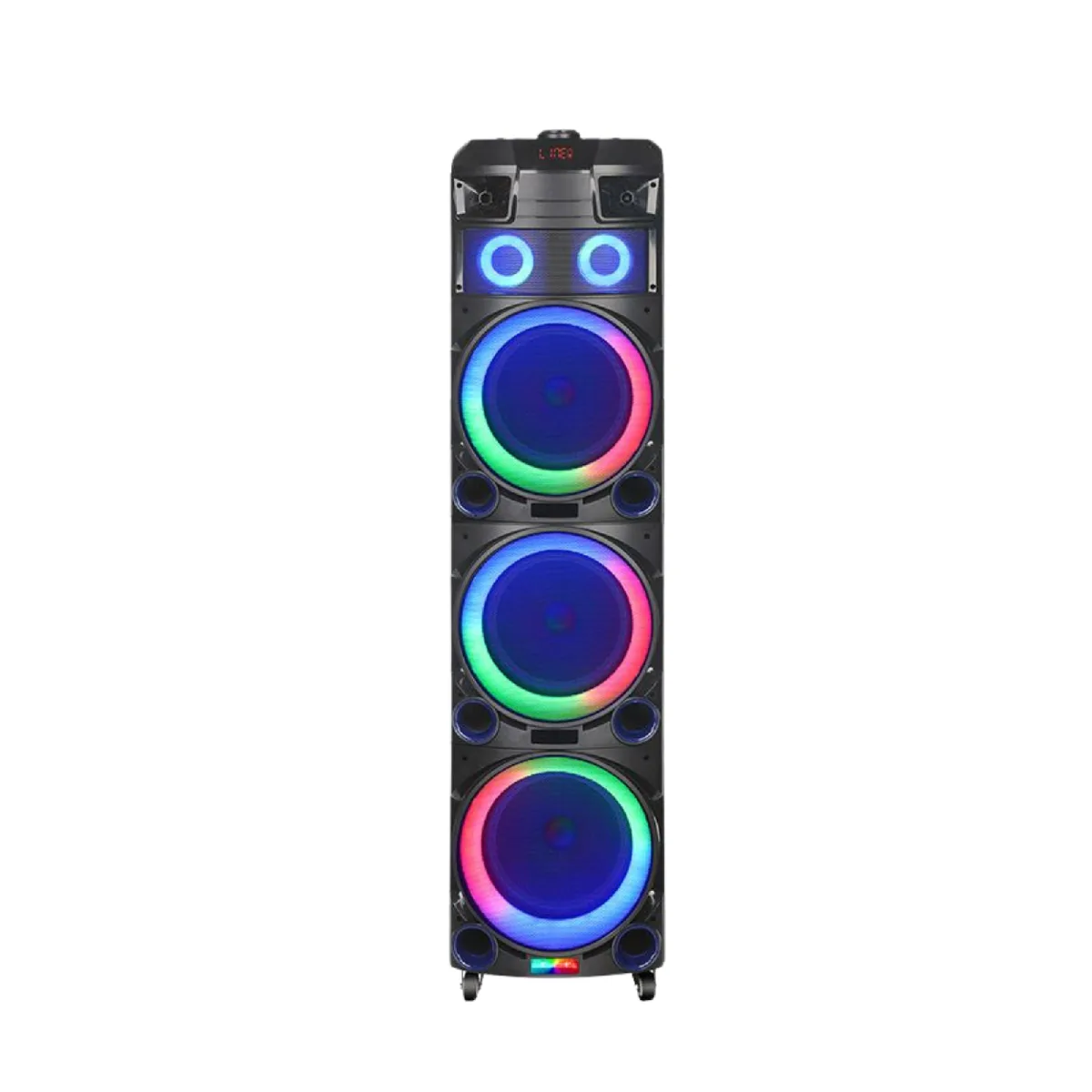 HEPU HP-912 Büyük Boy 150W RMS 3x12” PartyBox Bluetooth Hoparlör | RGB Işıklı | 2 Kablosuz Mikrofon