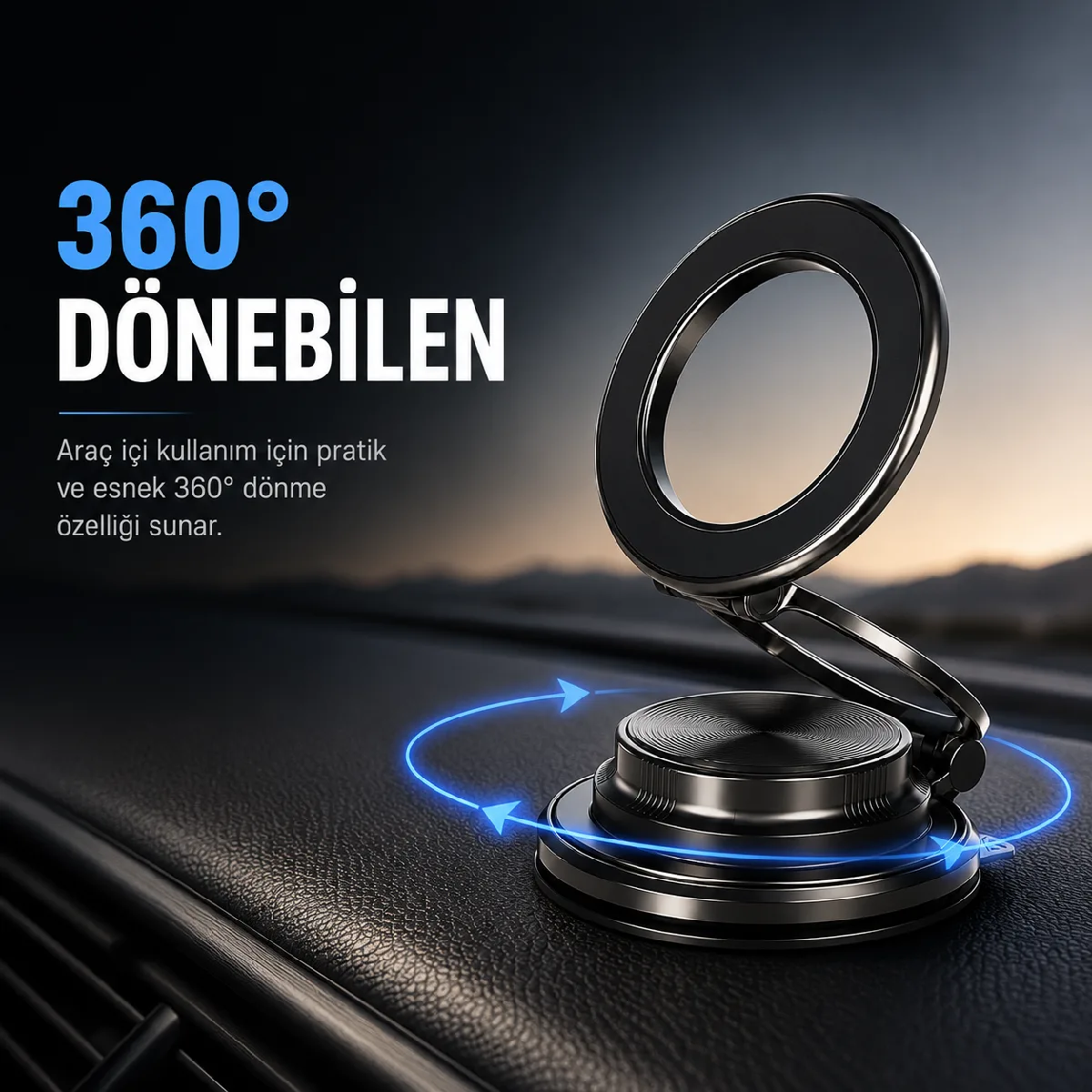 HEPU HP-AA02 Armor Manyetik Araç İçi Telefon Tutucu – 360° Dönebilen, Güçlü Vantuzlu Tasarım - Görsel 5