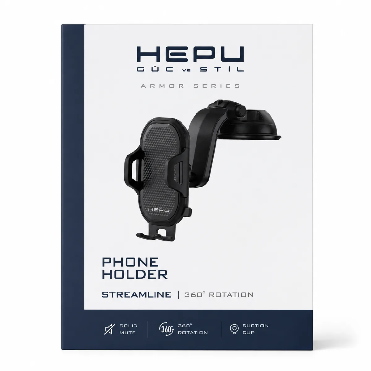 HEPU HP-AA03 Armor Araç İçi Telefon Tutucu – Güçlü Vantuzlu, 360° Dönebilen Tasarım - Görsel 5