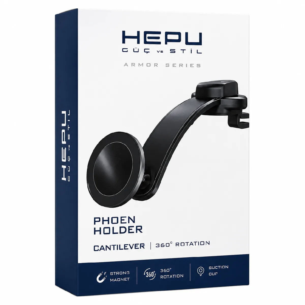 HEPU HP-AA06 Armor Manyetik Araç İçi Telefon Tutucu – Güçlü Vantuzlu, 360° Dönebilen Tasarım - Görsel 2