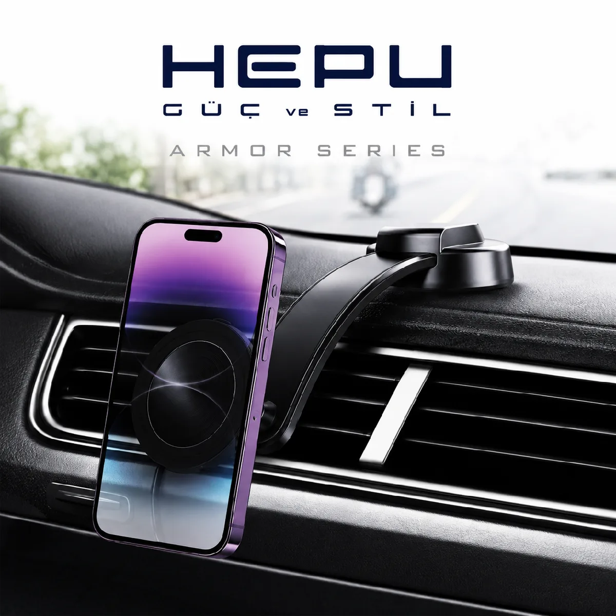 HEPU HP-AA06 Armor Manyetik Araç İçi Telefon Tutucu – Güçlü Vantuzlu, 360° Dönebilen Tasarım - Görsel 5