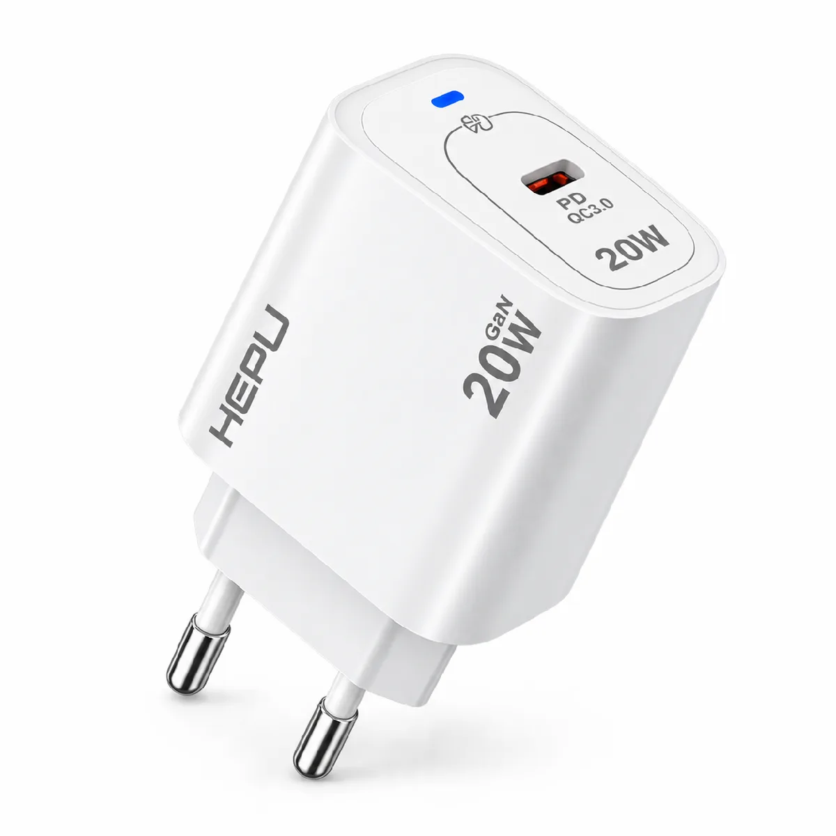 HEPU HP-AC02 20W GaN PD Şarj Adaptörü – Hızlı Şarj, Type-C to Type-C Kablo Dahil - Görsel 2