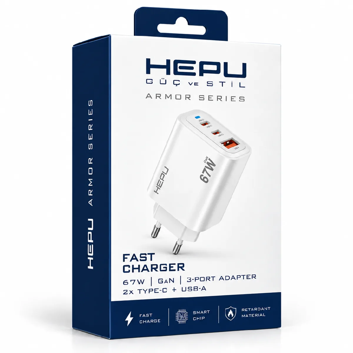 HEPU HP-AC07 67W GaN PD Şarj Adaptörü – Hızlı Şarj - Görsel 3