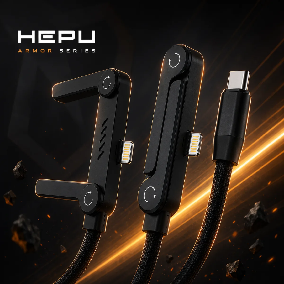 HEPU HP-ALC01 Armor Type-C to Lightning Hızlı Şarj Kablosu – 27W PD, Telefon Standlı Tasarım (1.5 Metre) - Görsel 3