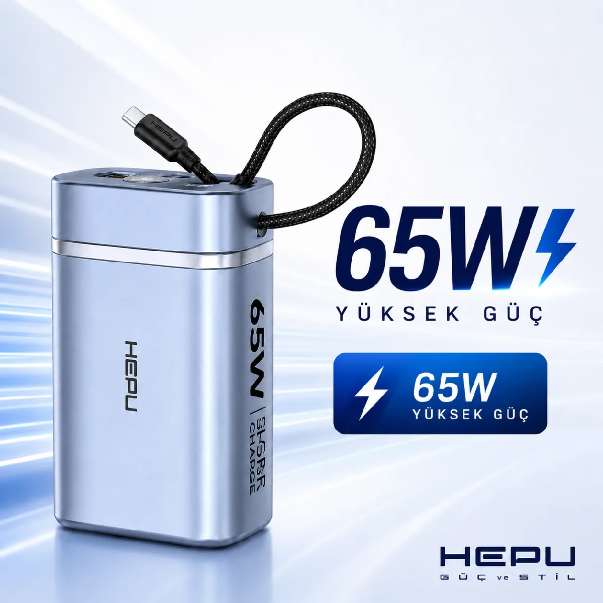 HEPU HP-AP05 Armor Powerbank – 30.000 mAh, 65W Hızlı Şarj, Type-C, Lightning ve USB-A Çıkışlı - Görsel 7