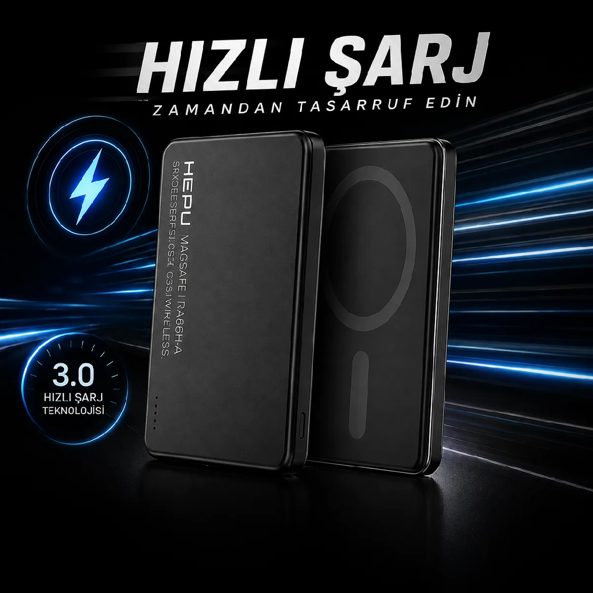 HEPU HP-AP07 Armor MagSafe Powerbank – 10.000 mAh, Manyetik Kablosuz Şarj, Hızlı Şarj Destekli - Görsel 4