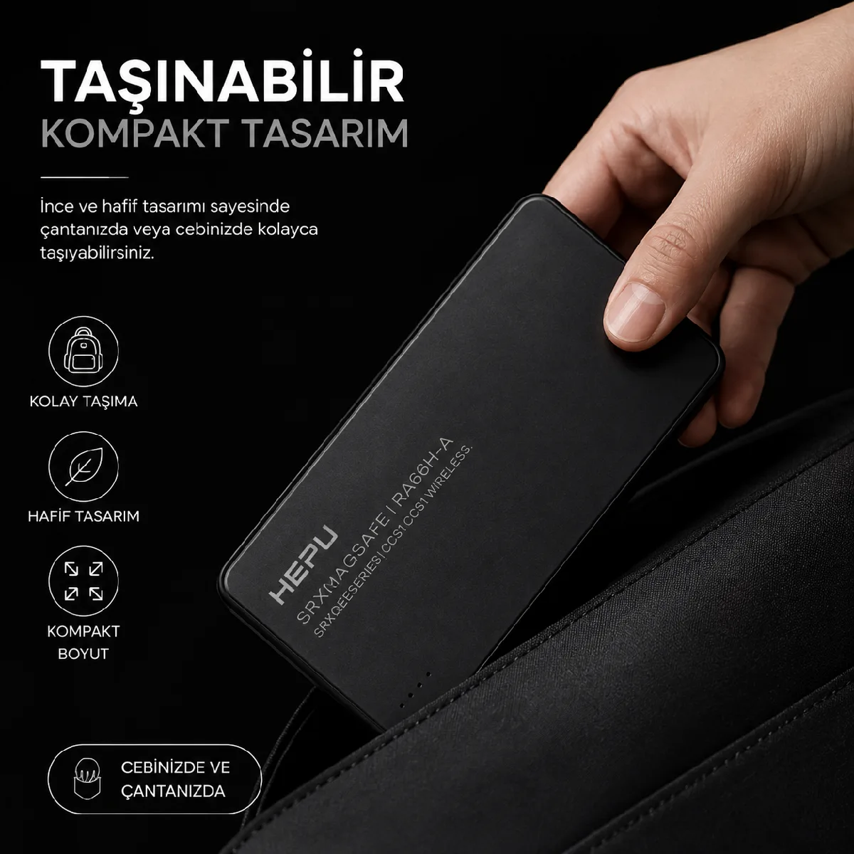 HEPU HP-AP07 Armor MagSafe Powerbank – 10.000 mAh, Manyetik Kablosuz Şarj, Hızlı Şarj Destekli - Görsel 8