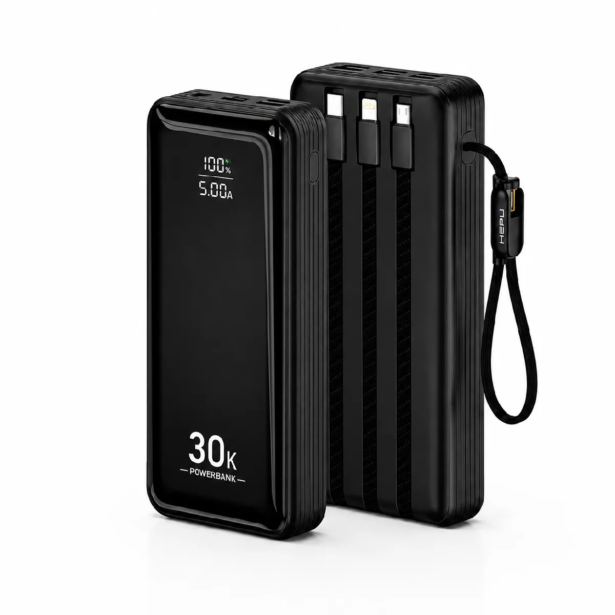 HEPU HP-AP10 Armor Powerbank – 30.000 mAh, Entegre Çoklu Kablolu, Dijital Göstergeli, Hızlı Şarj Destekli