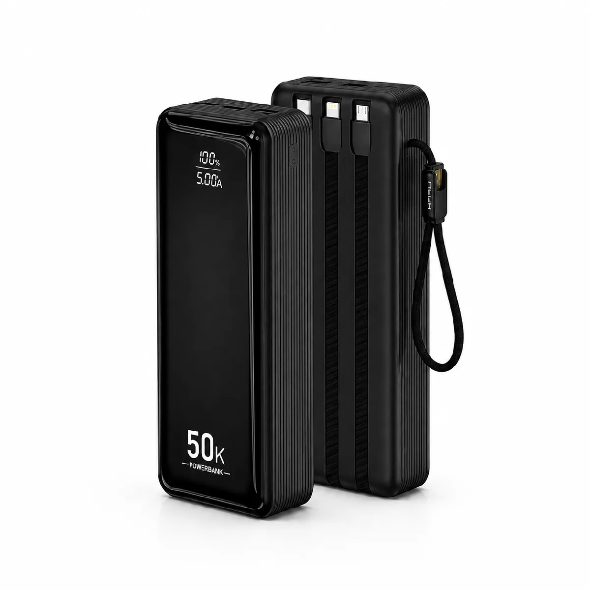HEPU HP-AP12 Armor Powerbank – 50.000 mAh, Entegre Çoklu Kablolu, Dijital Göstergeli, Hızlı Şarj Destekli