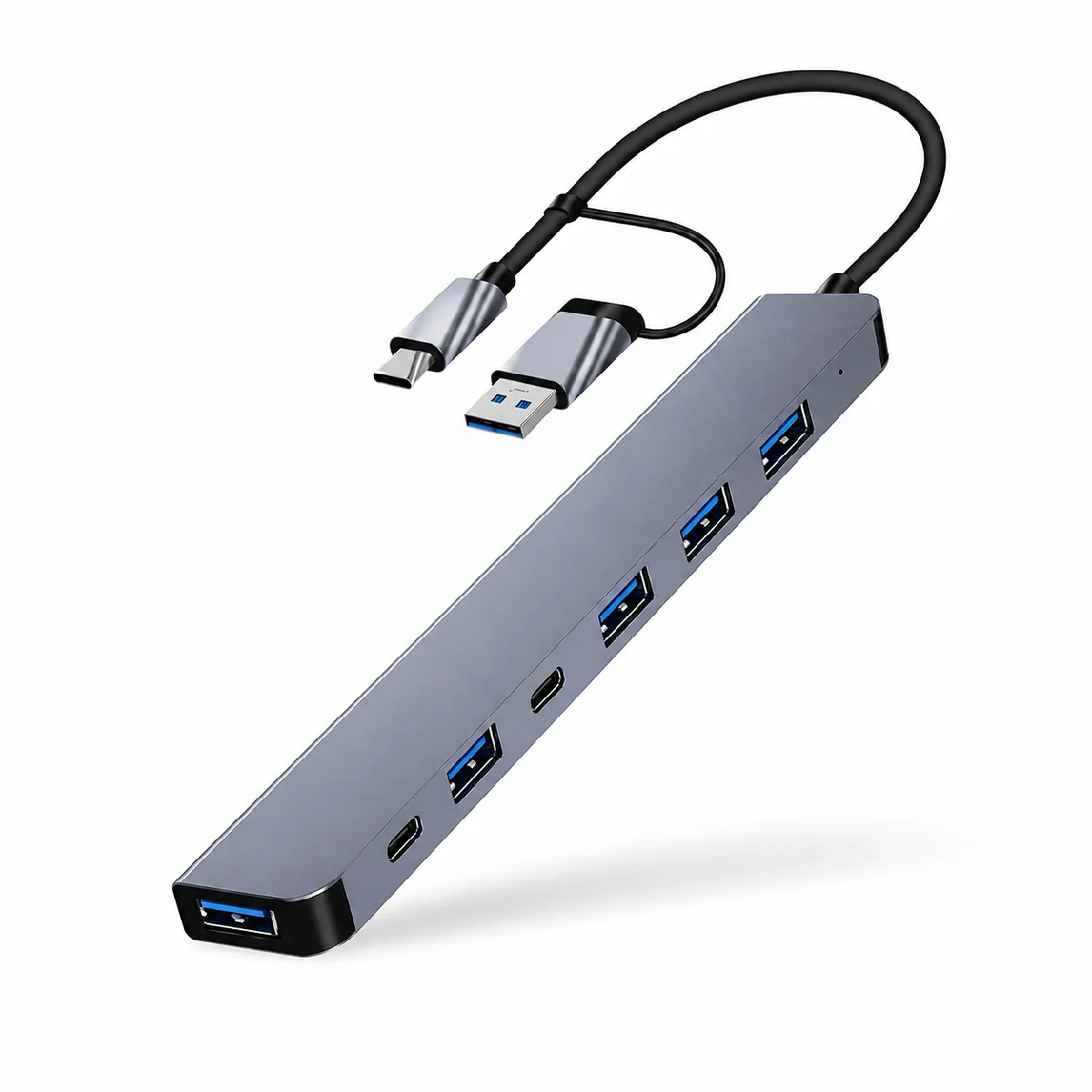 HEPU HP-B03 5-in-1 USB 3.0 HUB – 5 Portlu Çoklayıcı + Type-C ve USB-A Girişli + Alüminyum Gövde - Görsel 2