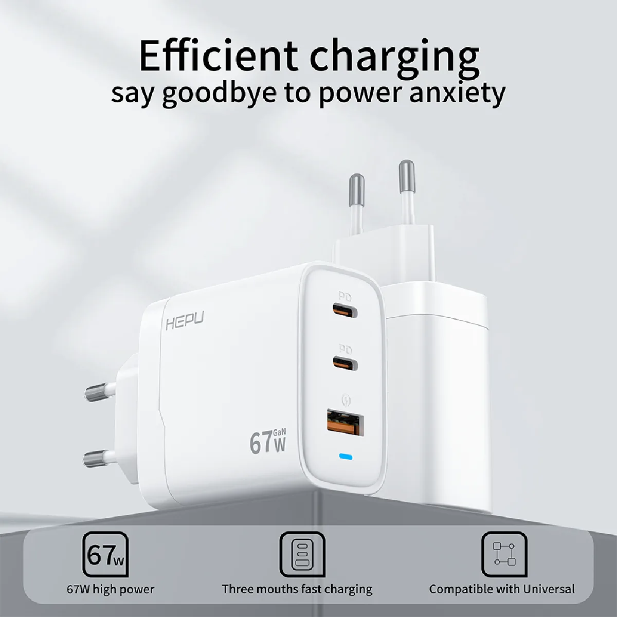 HEPU HP-C32 67W USB-C GaN Güç Adaptörü –Type-C Kablo Dahildir