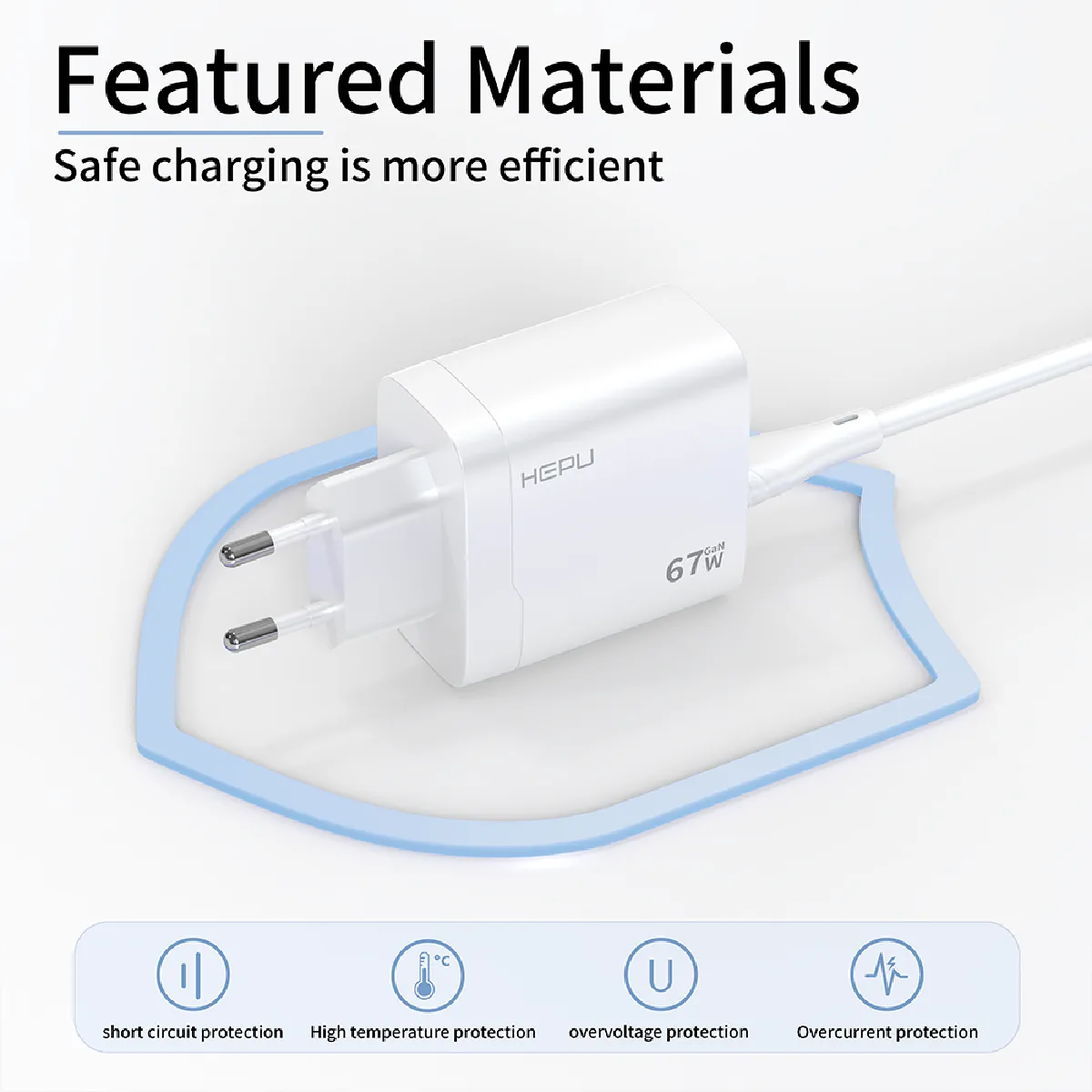 HEPU HP-C32 67W USB-C GaN Güç Adaptörü –Type-C Kablo Dahildir - Görsel 7