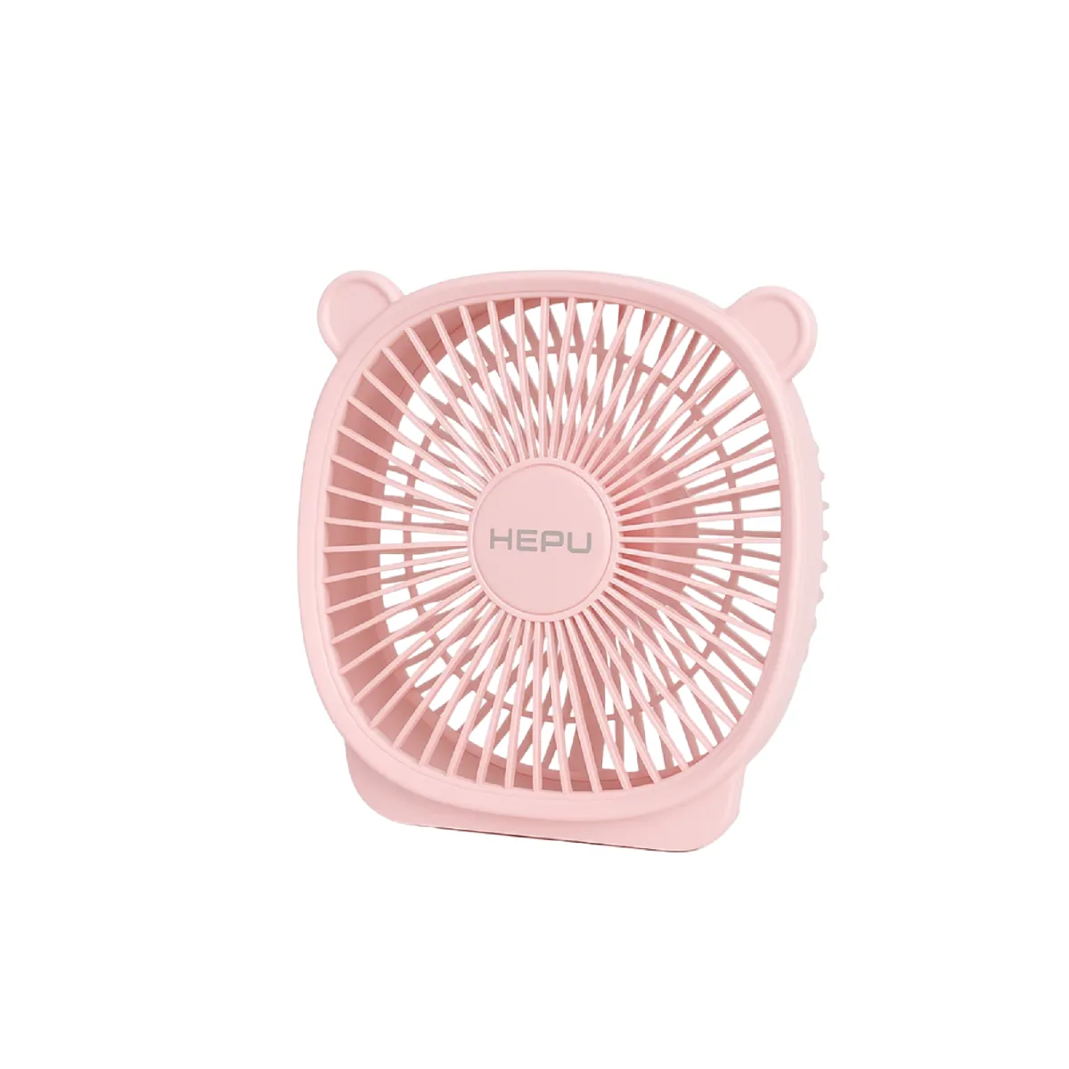 HEPU HP-F03 USB Şarjlı Sessiz Masaüstü Mini Fan – 180° Ayarlanabilir Ayıcık Figürlü Tasarım, 3 Kademeli