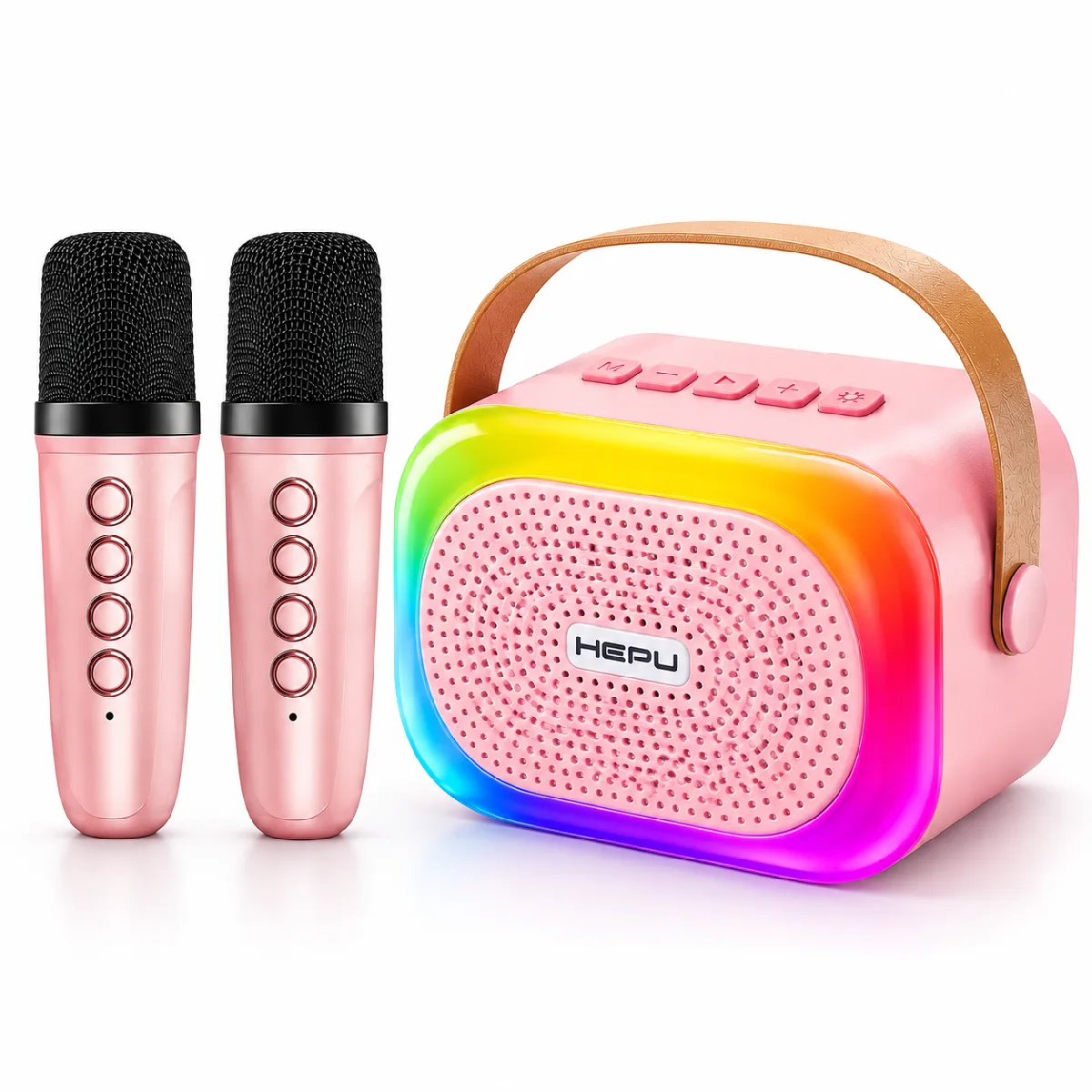 HEPU HP-MS02 5W Kablosuz Karaoke Hoparlör – 2 Mikrofonlu, RGB Işıklı - Görsel 8