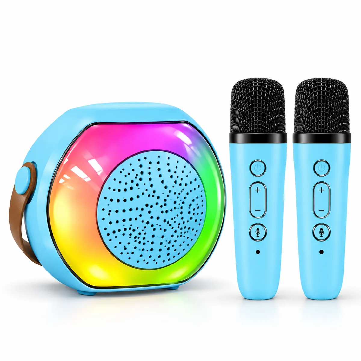 HEPU HP-MS03 5W Kablosuz Karaoke Hoparlör – 2 Mikrofonlu, RGB Işıklı - Görsel 2