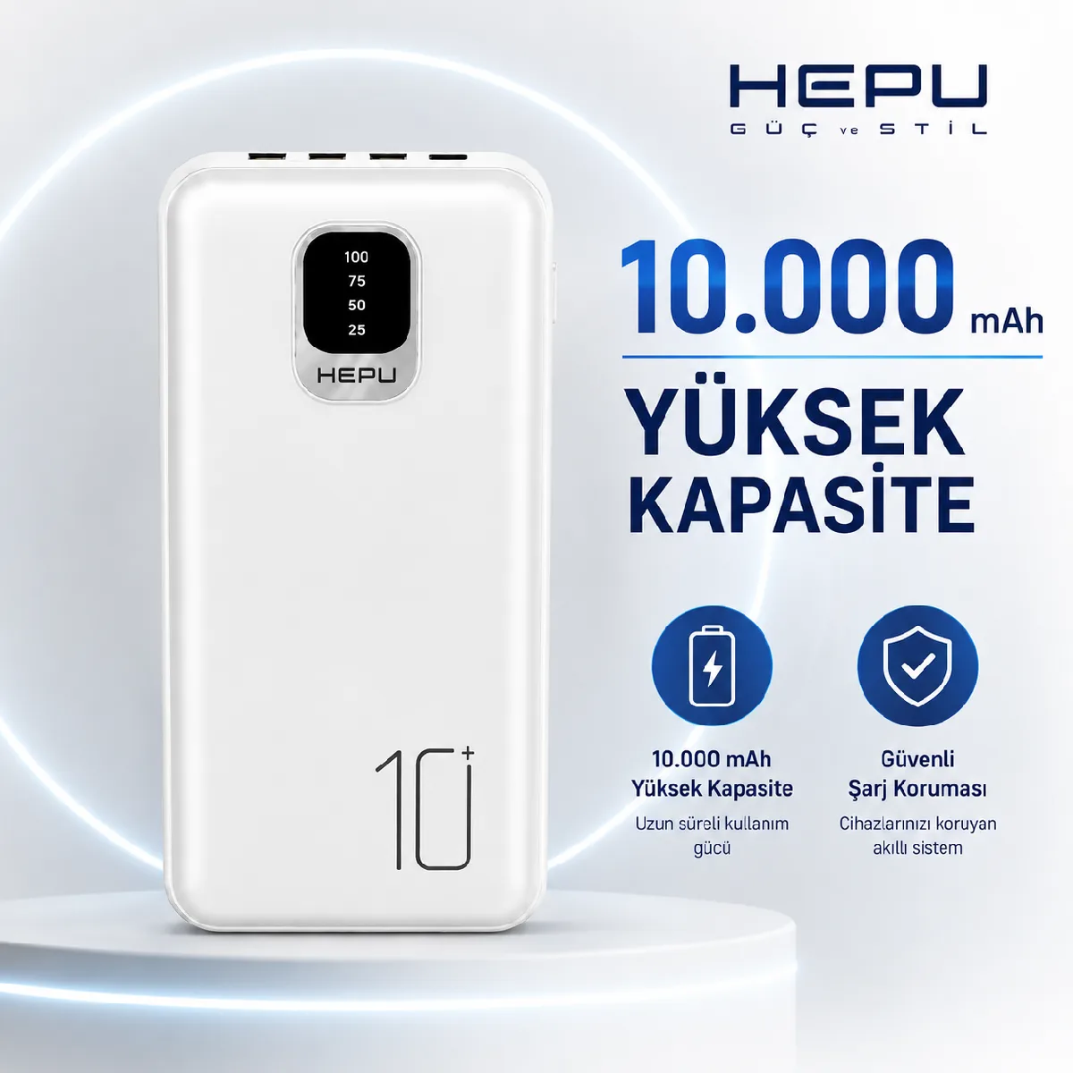 HEPU HP-TP01 Titan Series Powerbank – 10.000 mAh, Dahili Çoklu KablolU - Görsel 4