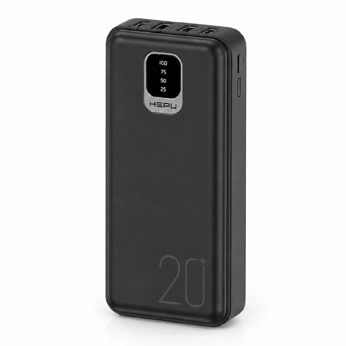 HEPU HP-TP02S Titan Series Powerbank – 20.000 mAh, 4 Entegre Kablolu, Dijital Göstergeli, Siyah