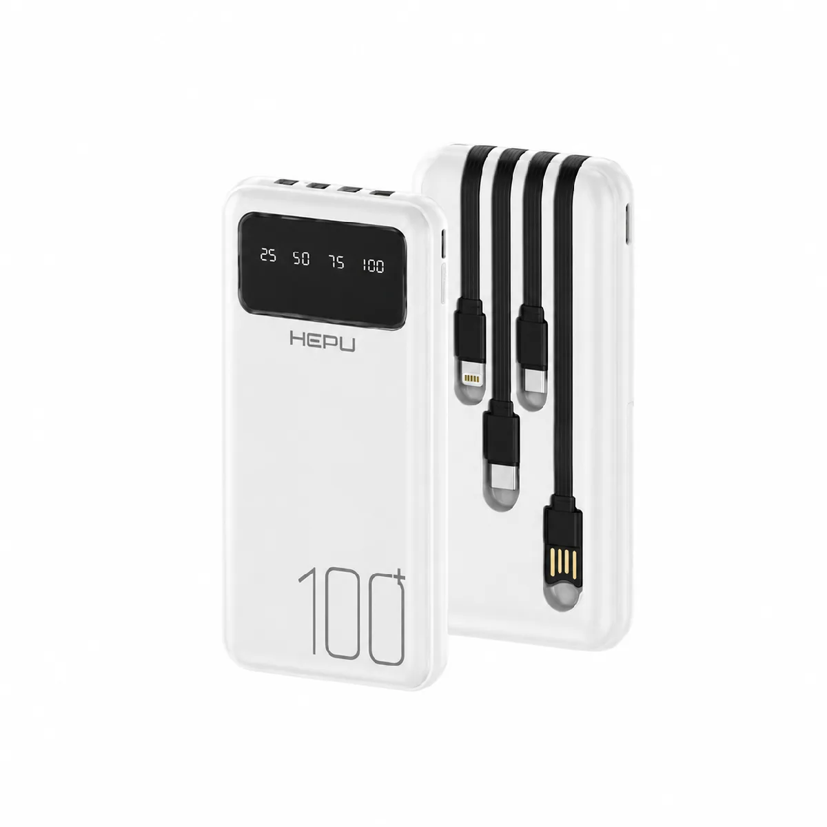 HEPU HP-TP04 Titan Series Powerbank – 10.000 mAh, 4 Entegre Kablolu, Dijital Göstergeli