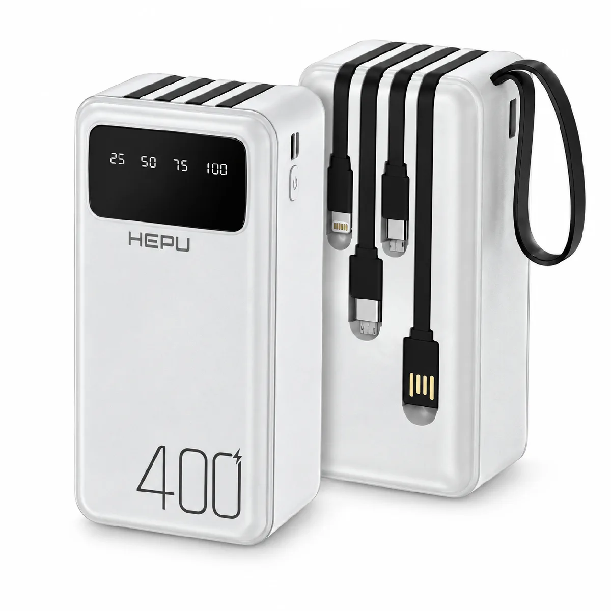HEPU HP-TP07 Titan Series Powerbank – 40.000 mAh, 4 Entegre Kablolu, Dijital Göstergeli - Görsel 2
