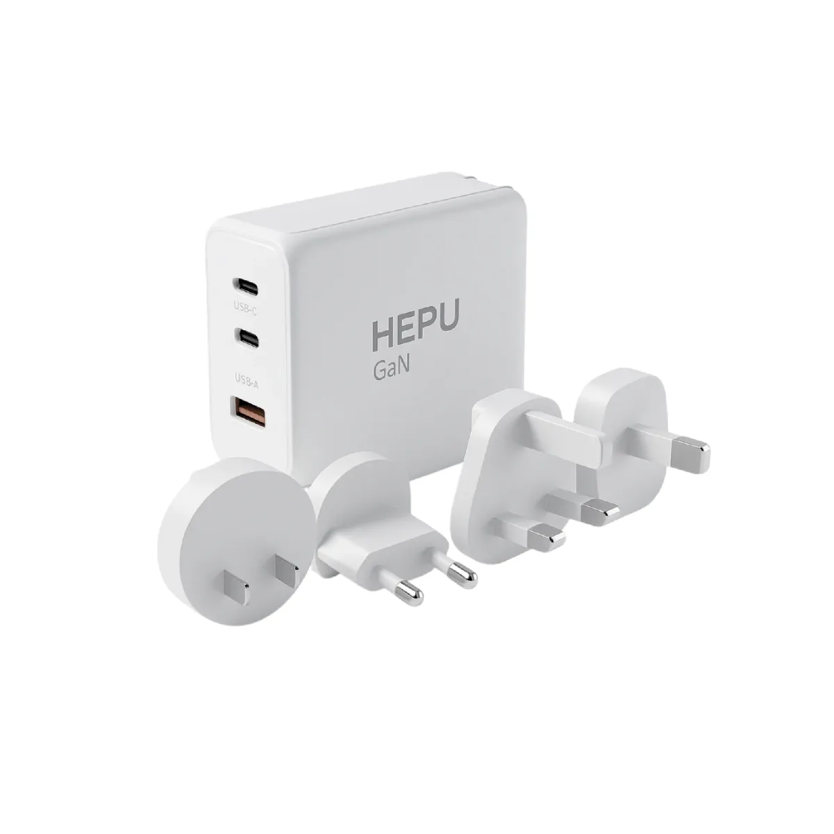 HEPU HP305 150W GaN Seyahat Adaptörü – 4 Farklı Ülke Uyumlu Başlık