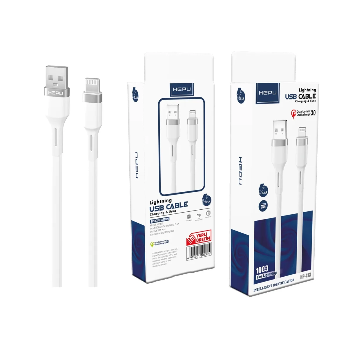 HEPU Lightning HP-413 Hero Kablo – iPhone Uyumlu Hızlı Şarj ve Veri Aktarımı (1 Metre) - Görsel 5