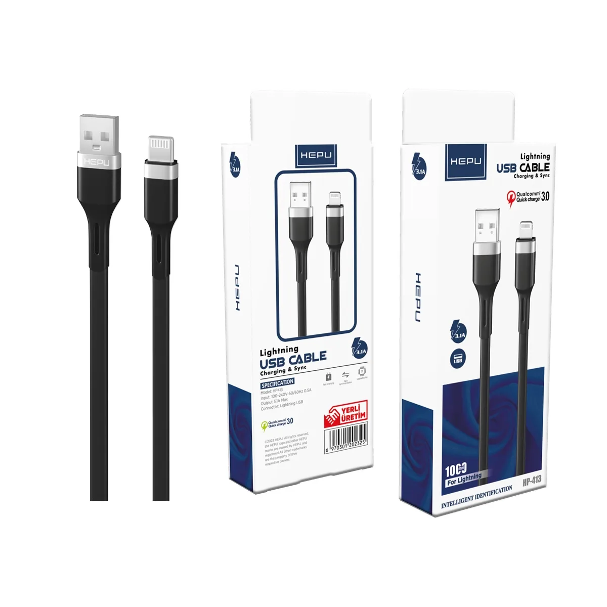 HEPU Lightning HP-413 Hero Kablo – iPhone Uyumlu Hızlı Şarj ve Veri Aktarımı (1 Metre) - Görsel 8