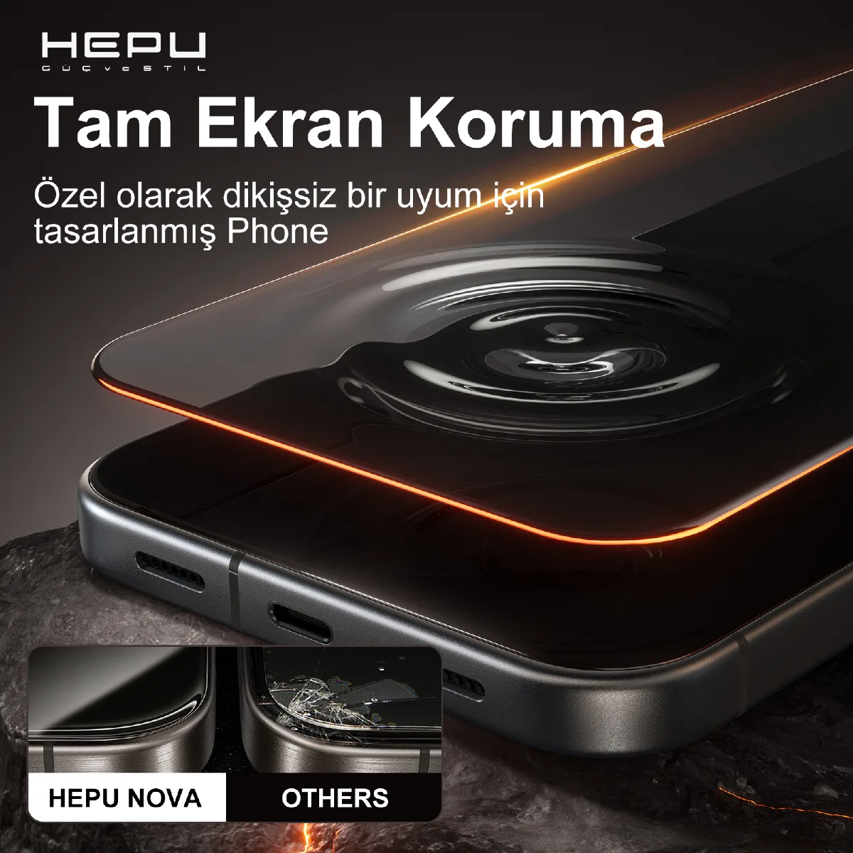 HEPU NOVA HD Clear Temperli Cam Ekran Koruyucu – iPhone 15 Pro Uyumlu - Görsel 5