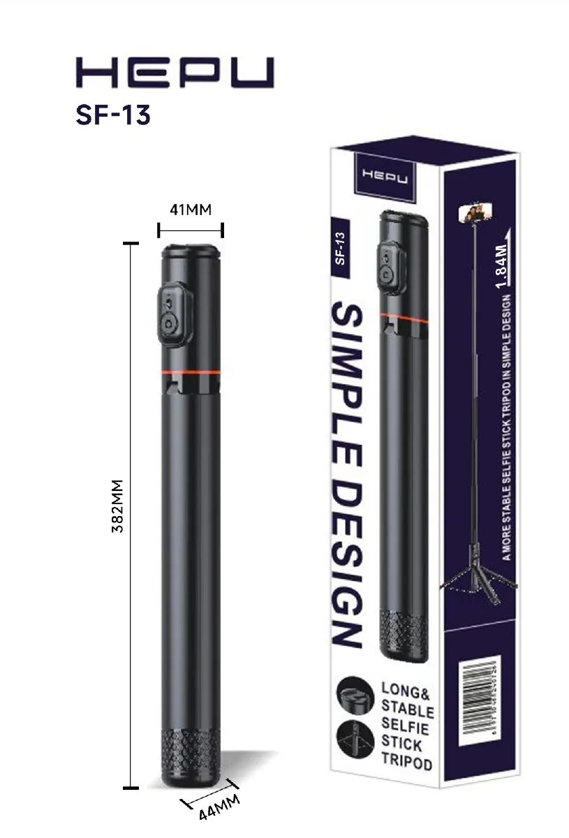 HEPU SF-13 Bluetooth Kumandalı Uzatılabilir Selfie Stick Tripod – 1.84 m Uzunluk, Stabil Tripod, Taşınabilir Tasarım - Görsel 7