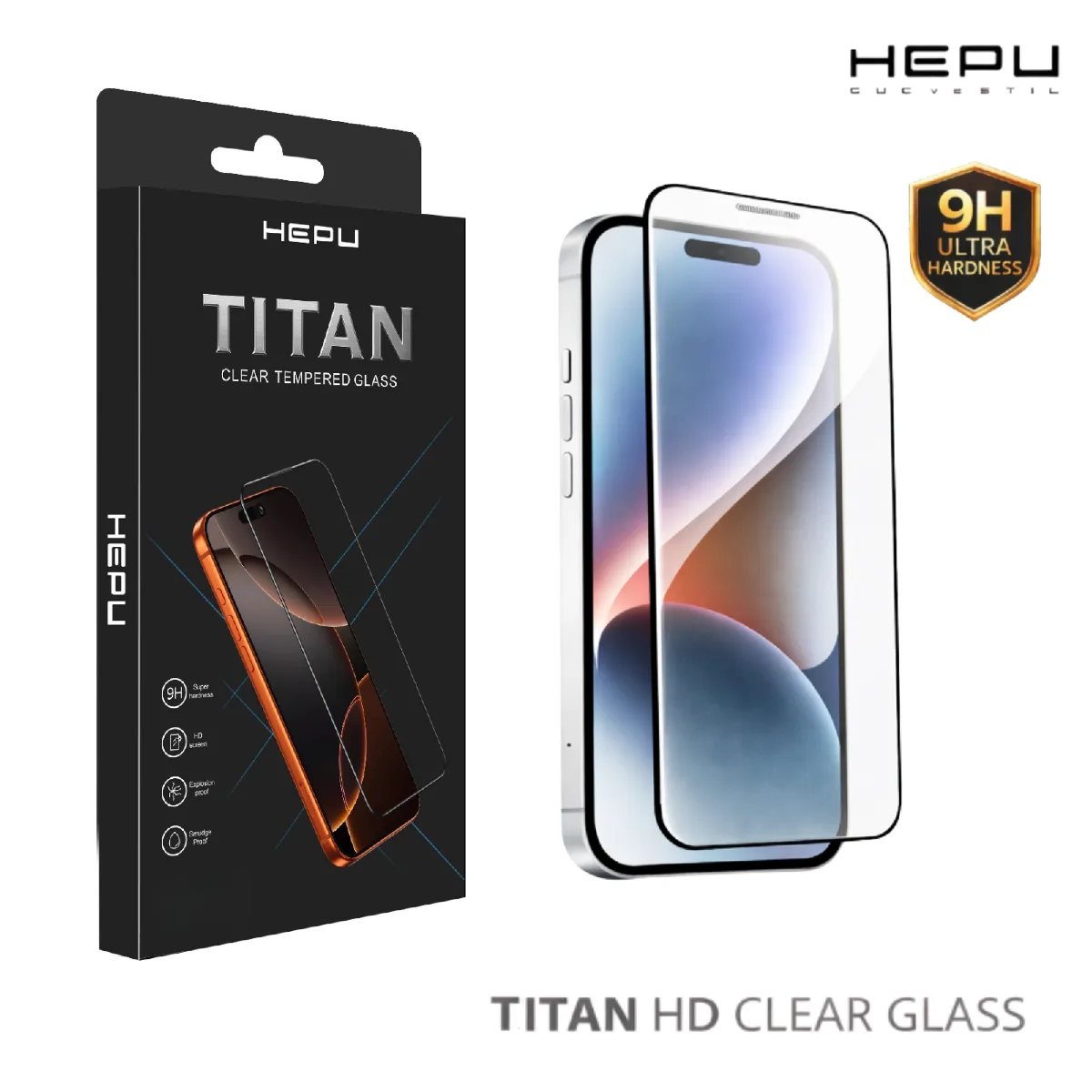 HEPU TITAN HD Clear Cam Ekran Koruyucu – iPhone 16 Pro / 17 Uyumlu