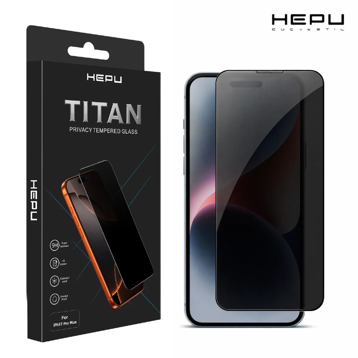 HEPU TITAN Privacy Cam Ekran Koruyucu – iPhone 15 / 16 Uyumlu - Görsel 2